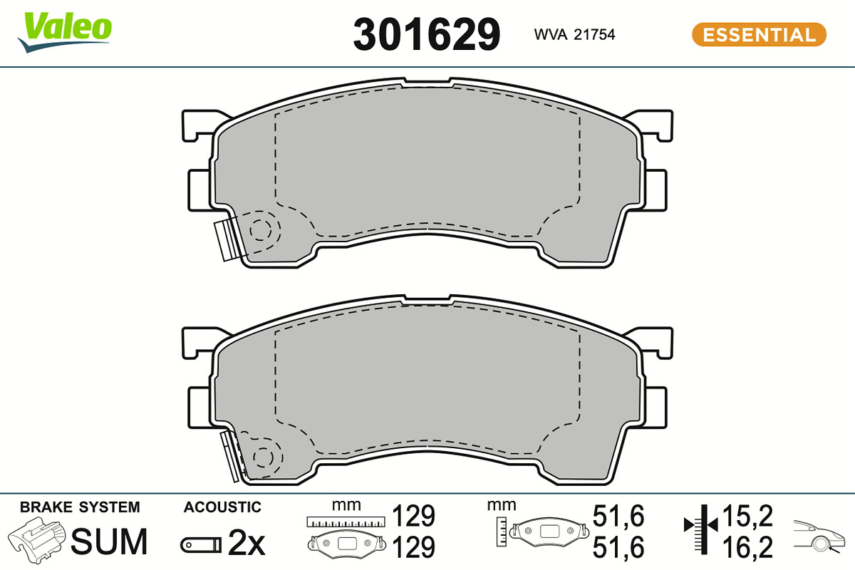 Jeu de 4 plaquettes de frein VALEO ref. 301629